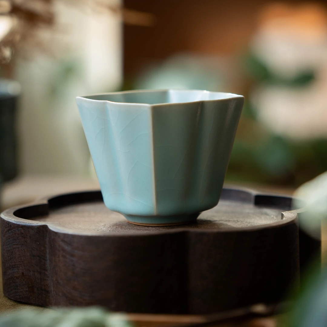简匠汝窑当代仿古釉开片可养主人方杯汝瓷主人杯茶杯