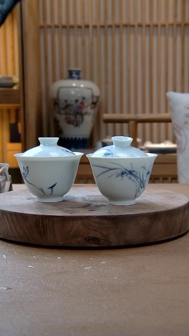 【闪购商品】翰文堂荷花+兰花盖碗