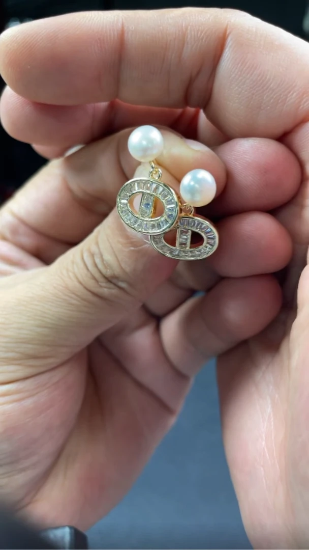 银S925镶嵌淡水珍珠耳饰-11695-E35-多样性发其一