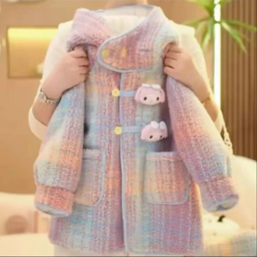 新款冬季儿童装洋气韩版彩色毛毛衣外套