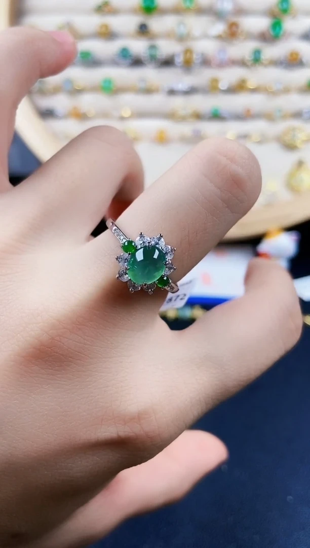 翡翠戒指银S925镶嵌465879