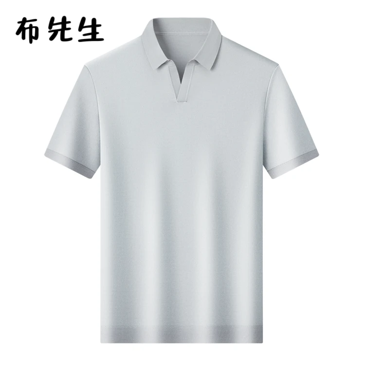 2025先生短袖桑蚕丝男士圆领T恤凉感透气半袖夏季新款舒适男