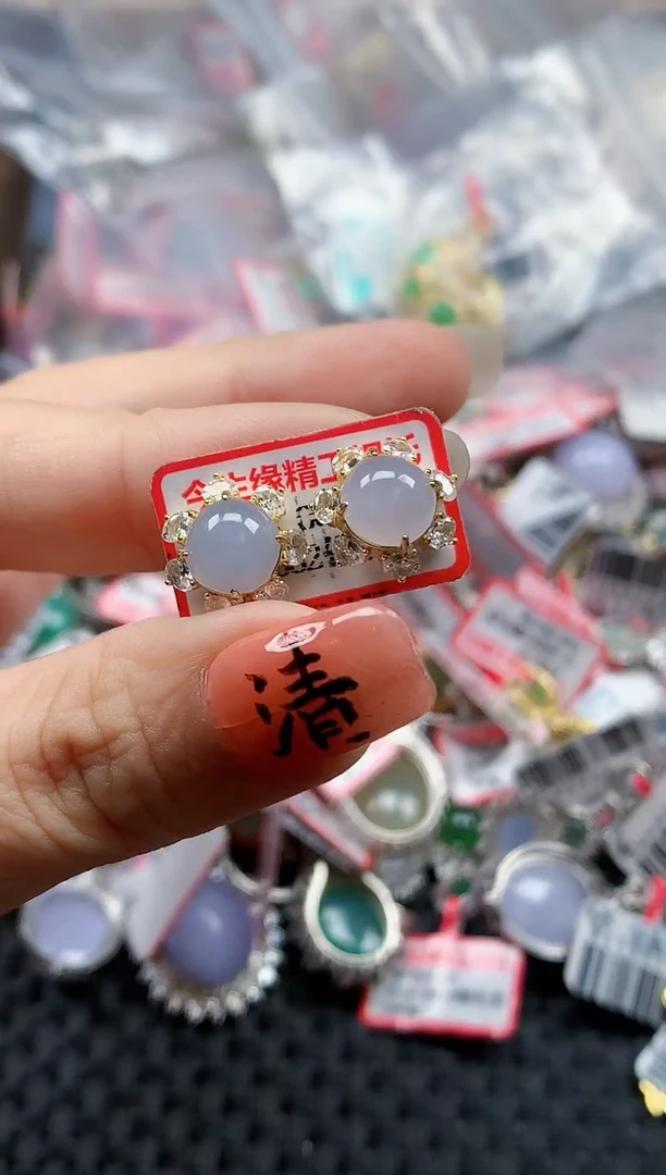 银S925镶嵌戒指翡翠天然A货缅甸翡翠