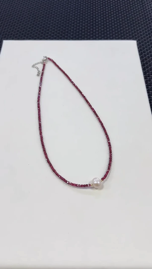 【闪购商品】石榴石项链未镶嵌DIY约3mm+（多样性发一件）