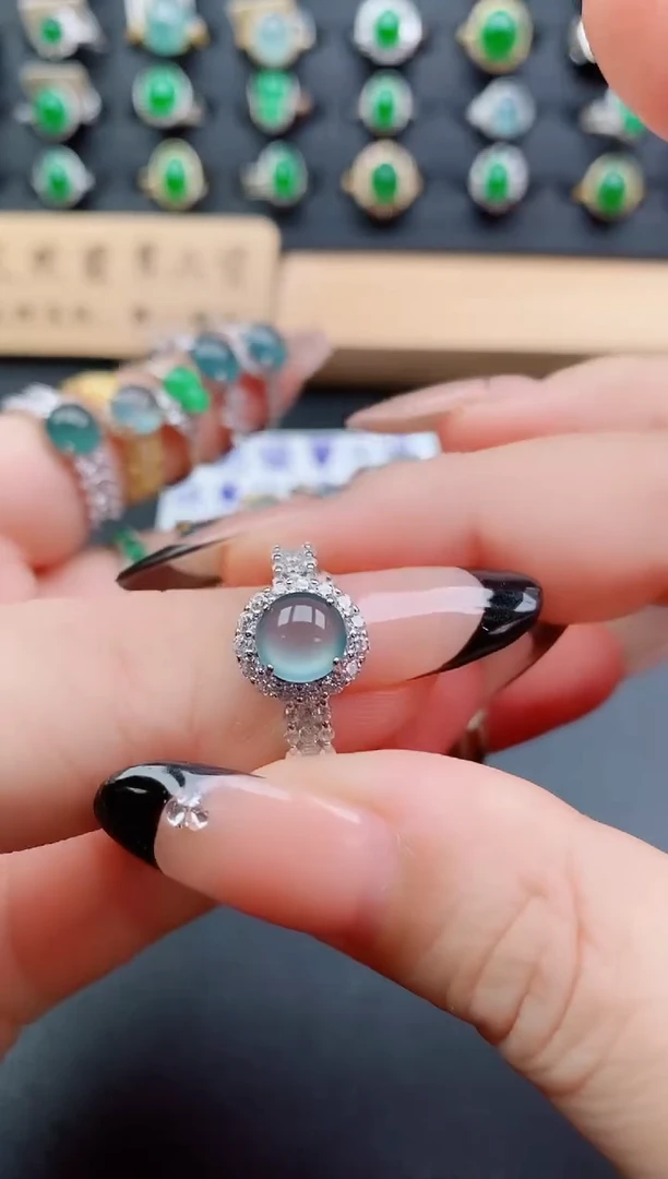 银S925镶嵌戒指翡翠121