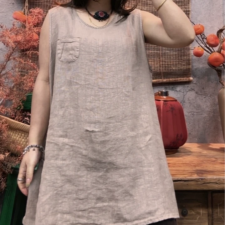 美子原创复古宽松显瘦文艺休闲中长款背心马甲（衣长75胸围120）