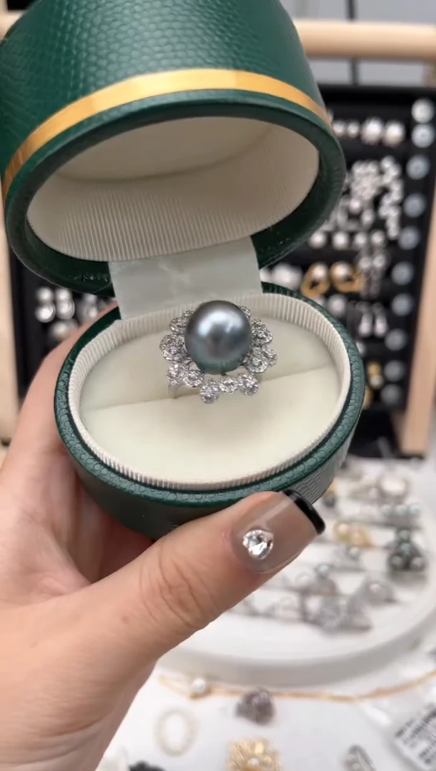 【闪购商品】海水珍珠戒圈银S925镶嵌S925大溪地戒指