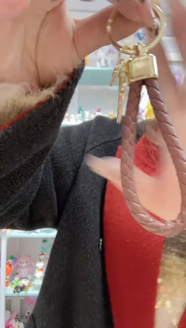 玻璃03104皮绳钥匙扣1个咖色