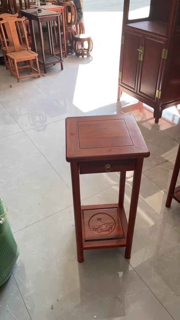 花梨木类家具80高带抽花架