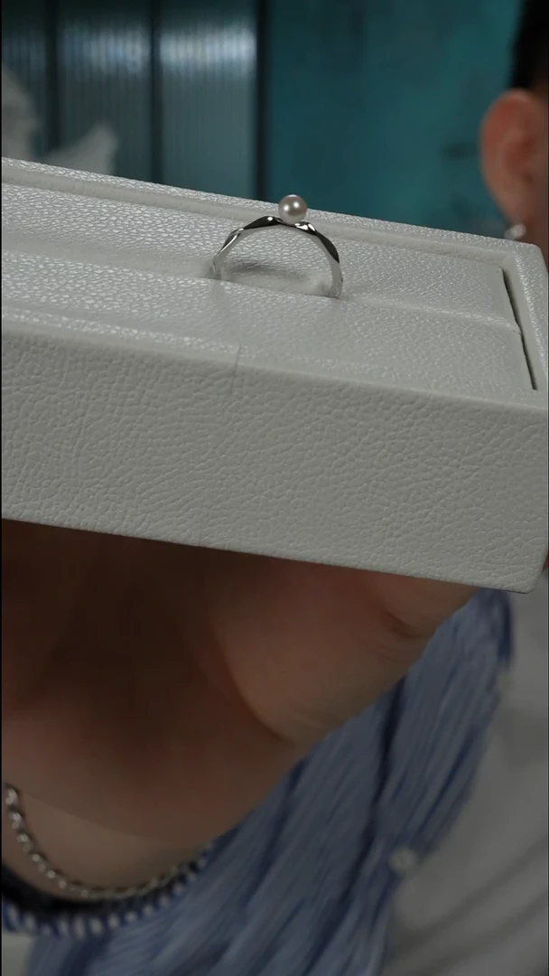 银S925镶嵌戒指海水珍珠AK4-4.5（AB177)