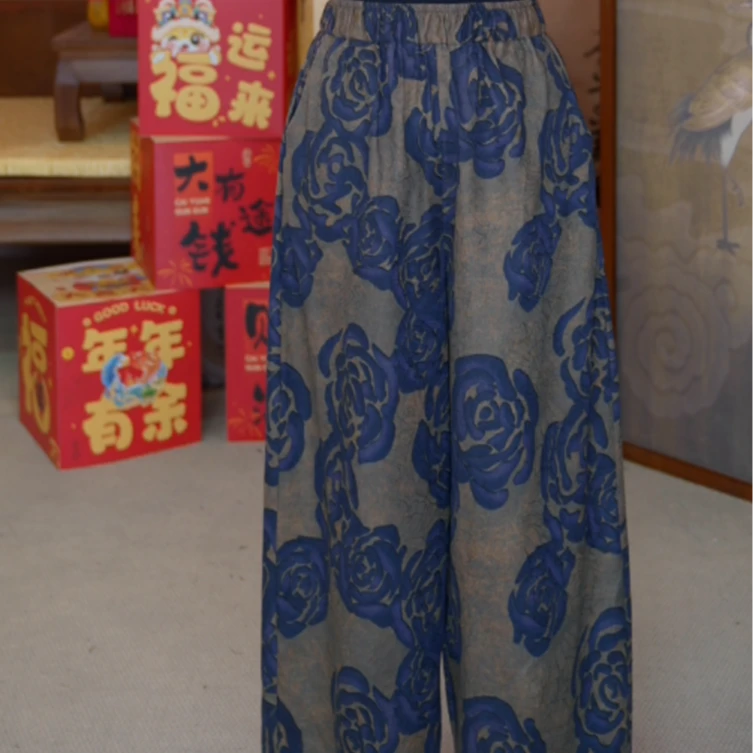 霓裳阁100%桑蚕丝 马夹双穿提花香云纱大王裤(99110)