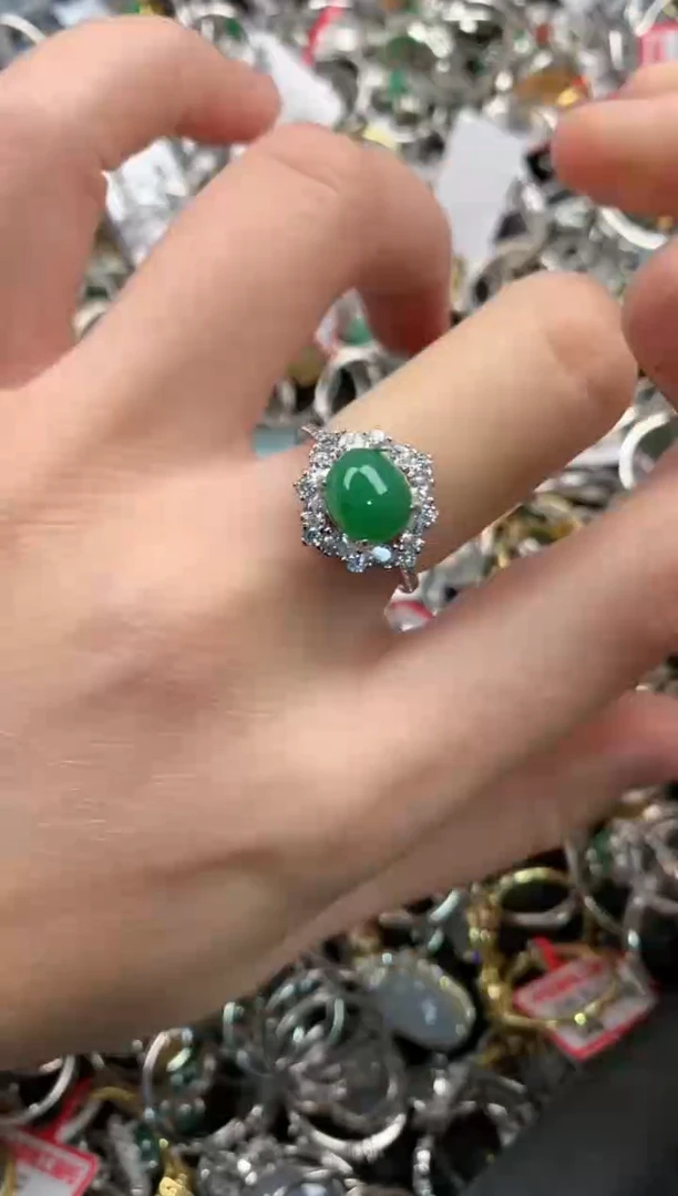 银S925镶嵌戒指翡翠13  1