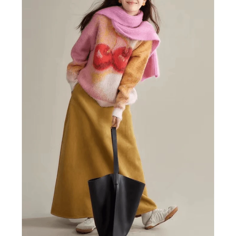 【樱桃慕斯】2025小众设计拉绒针织套头.Y6636