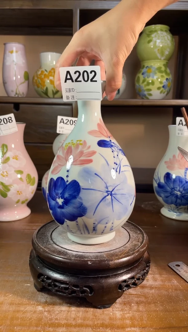 瓶景德镇手绘陶瓷花瓶—无孔：高*口