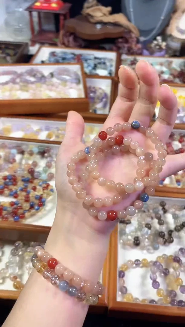 未镶嵌手串水晶天然橙月光蓝晶石南红手串