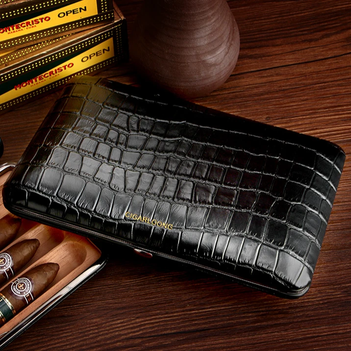 CIGARLOONG茄龙雪茄套轻薄型鳄鱼皮纹便携雪茄保湿盒专业雪茄烟盒