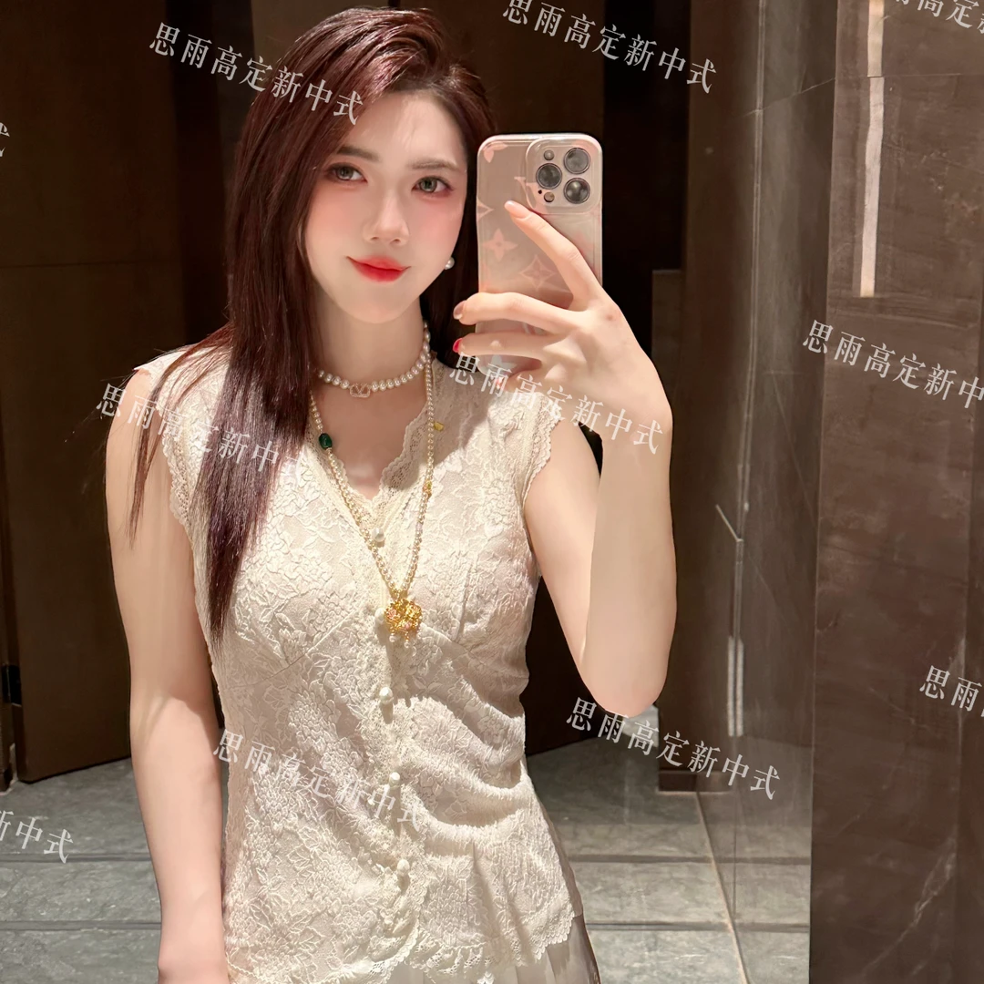 【温香软玉】6830款新中式国风新款蕾丝拼接马甲背心女无袖外搭