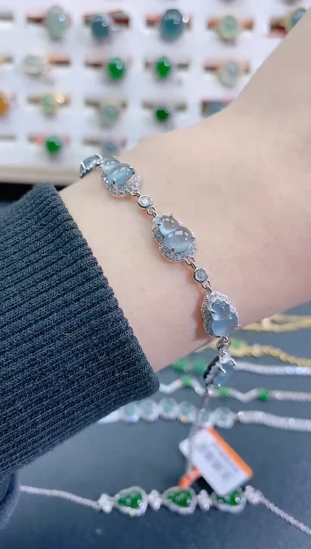 银S925镶嵌手链翡翠天然翡翠