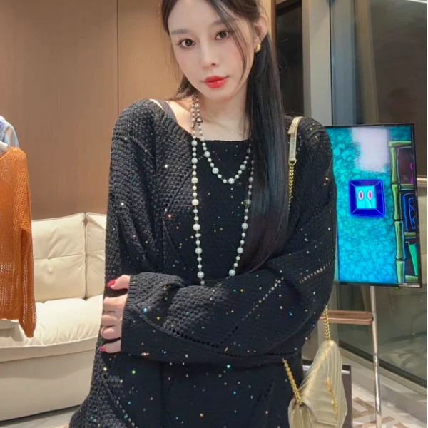 针织休闲风印花女不褪色毛针织衫打底衫高领圆领上衣
