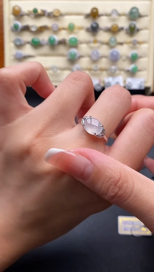 银S925镶嵌戒指翡翠666666+6