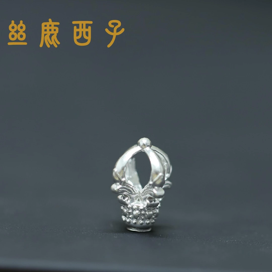 丝鹿西子 足银银制品 足银999降魔杵头弟子珠小巧小众挂坠精致
