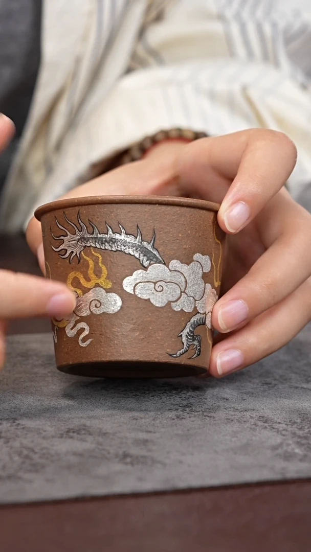 茶杯紫砂紫砂金银绘主人杯