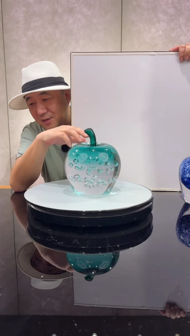 摆件蓝色苹果艺术琉璃摆件