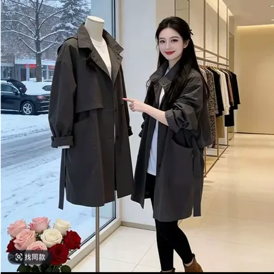 2026复古文艺系带风衣女春秋宽松显瘦中长款休闲百搭外套