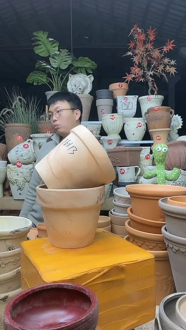 【闪购商品】缸2个16*13（红白）陶玛琪朵 无托无托