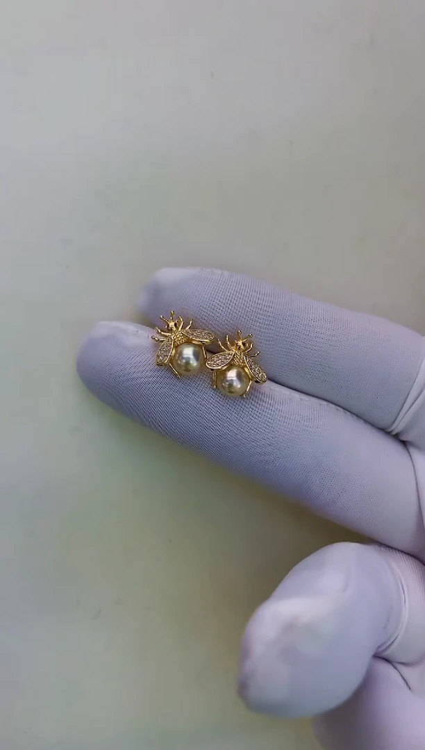 银S925镶嵌海水珍珠饰品设计款耳钉