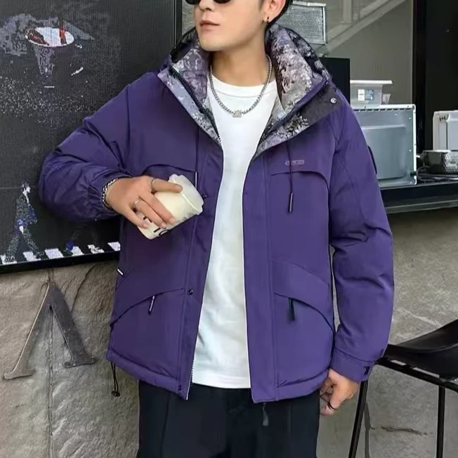 【荒野求生】冬季连帽拼接迷彩短款百搭运动时尚防寒服-80122