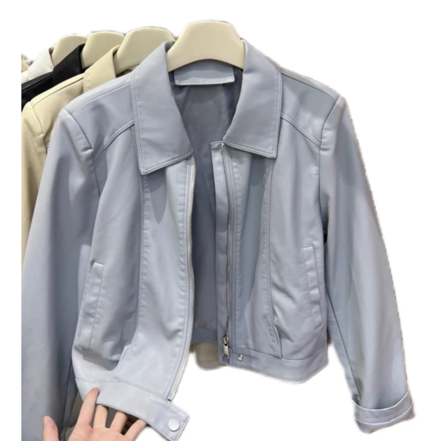 Y6602欧版POLO领机车短外套女2025春新款小个子高品质时尚外套