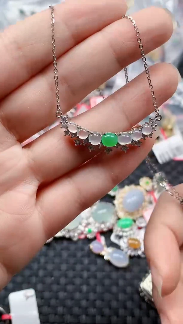 银S925镶嵌戒指翡翠天然A货缅甸翡翠