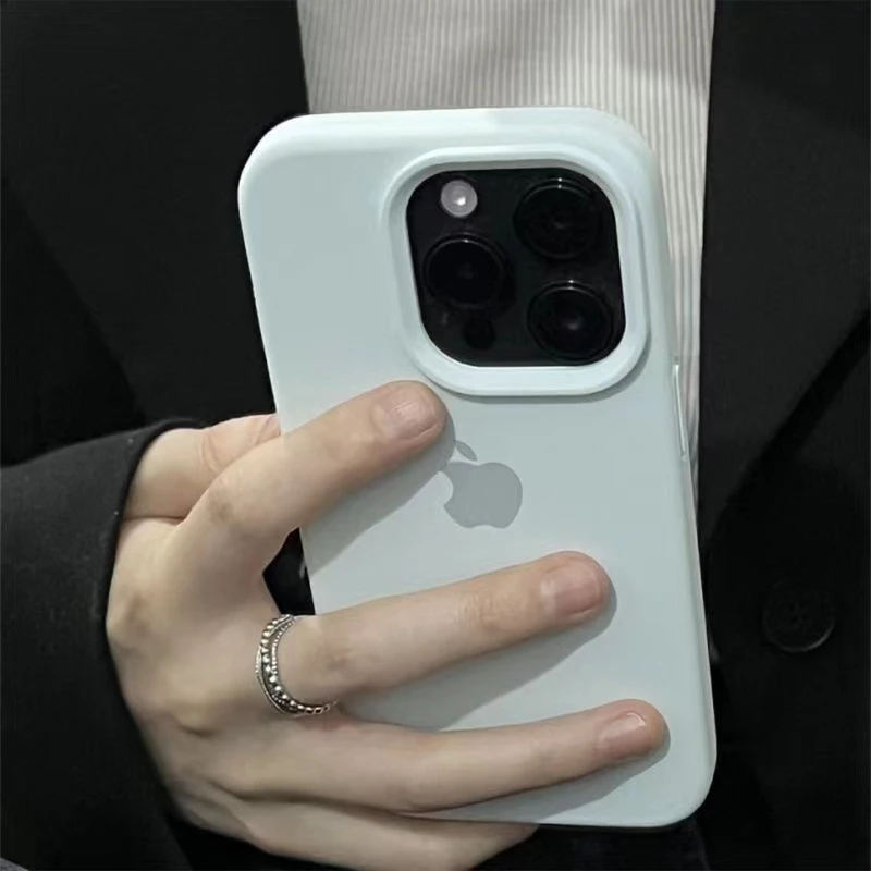 牛奶蓝液态硅胶手机壳iPhone15纯色12/13/14promax防摔女款x/xs套