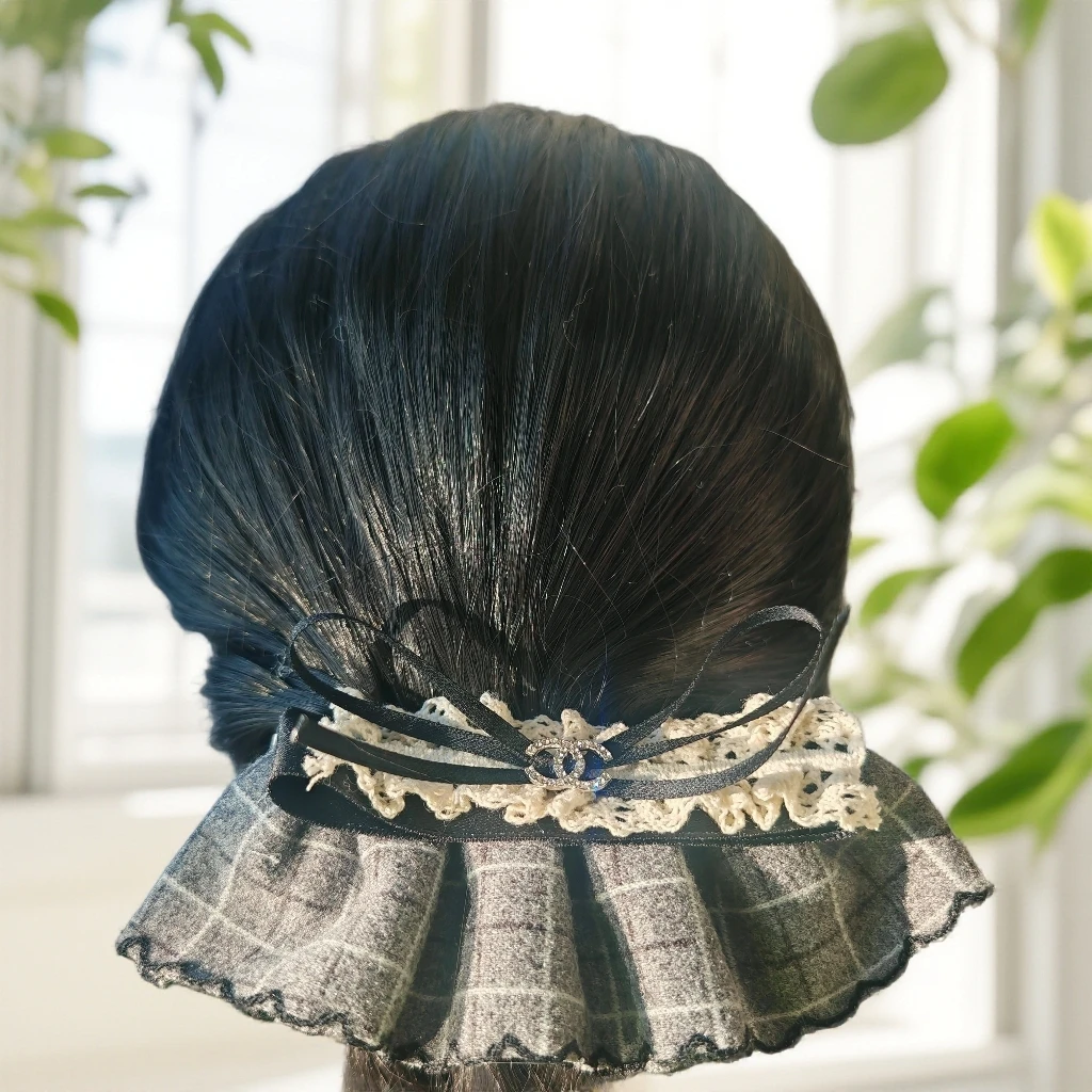 布艺非金属蝴蝶结竖式香蕉夹后脑勺高马尾发卡女学院风夹子