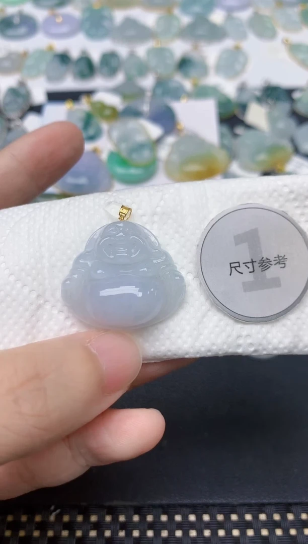 颈饰18K金镶嵌翡翠天然缅甸A货翡翠