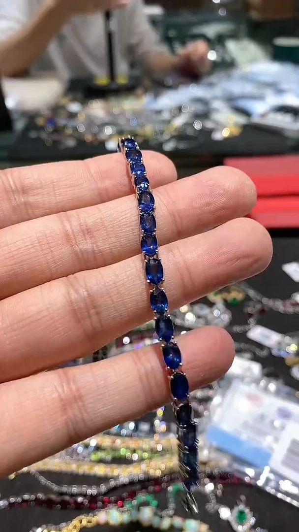 【闪购商品】蓝宝石手链银S925镶嵌手链