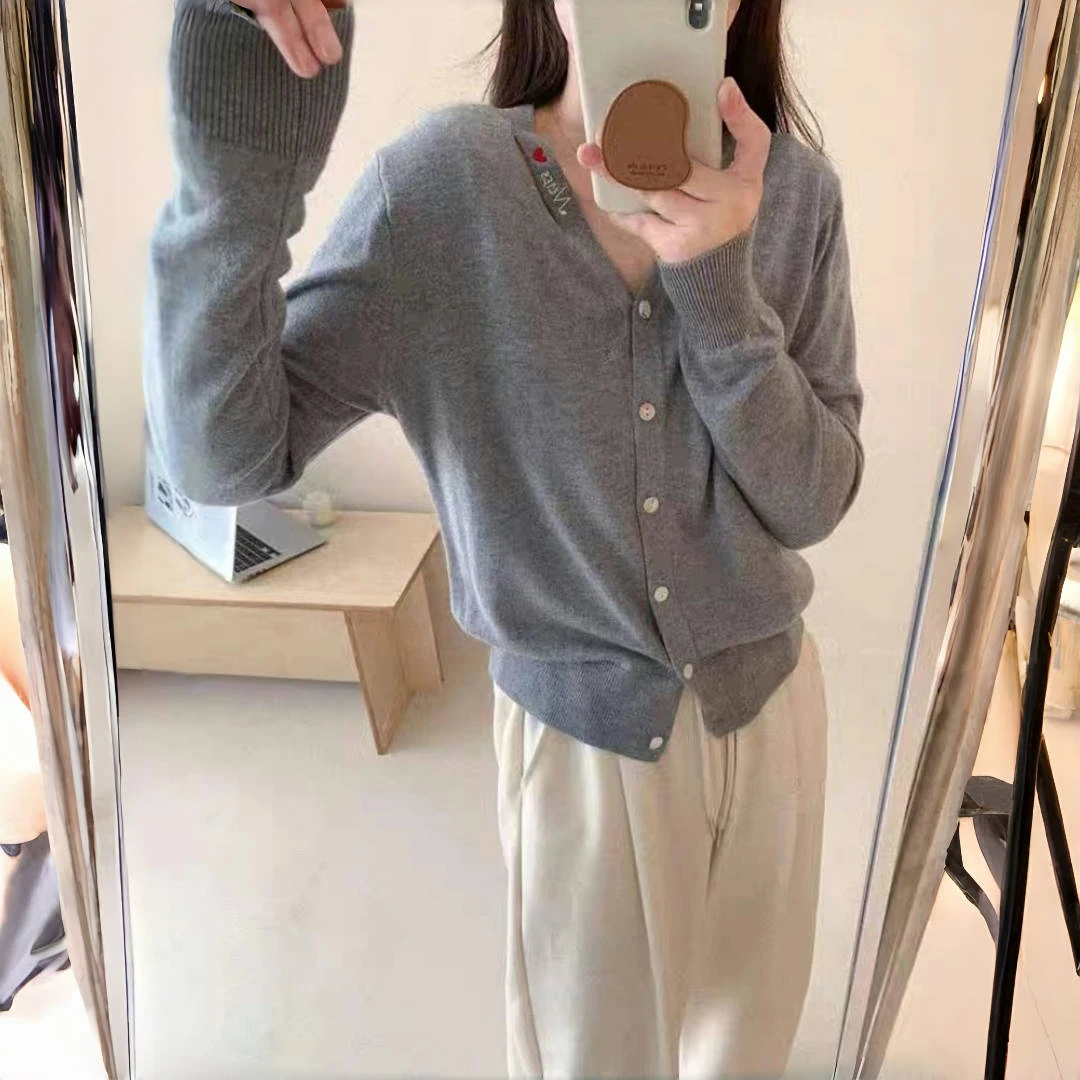 针织女毛针织衫早秋镂空领针织开衫外搭上衣百搭显瘦纯色短款外披