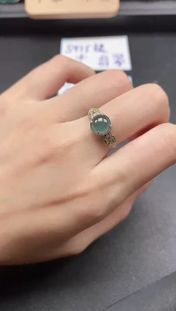 翡翠戒指银S925镶嵌51511