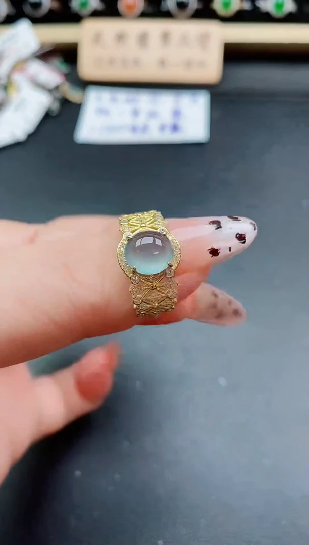 银S925镶嵌戒指翡翠1