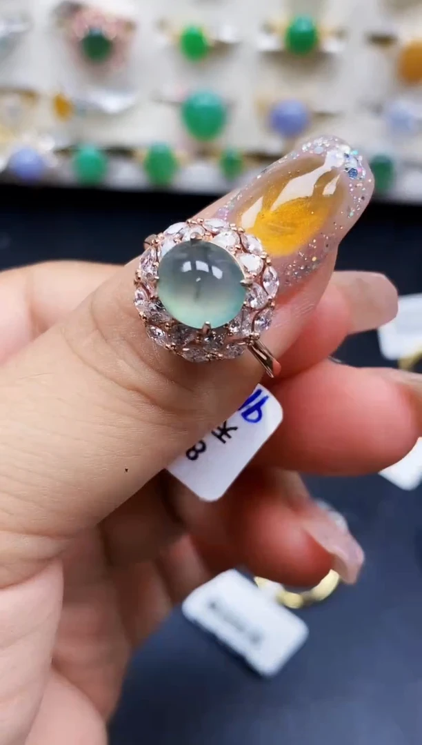 银S925镶嵌戒指翡翠9084