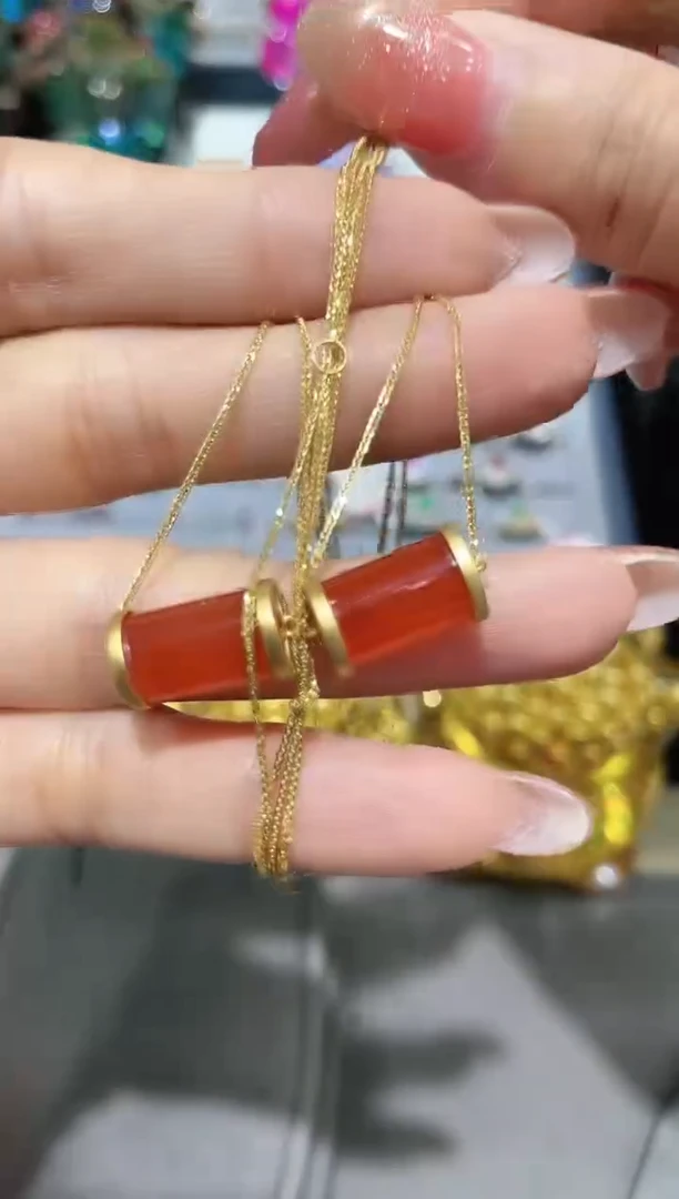 南红玛瑙项链18K金镶嵌多样性发其一