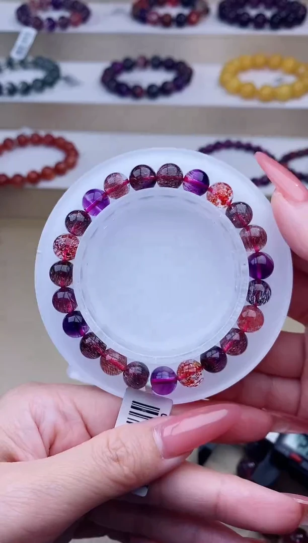 未镶嵌手链水晶黑加仑超七8m+