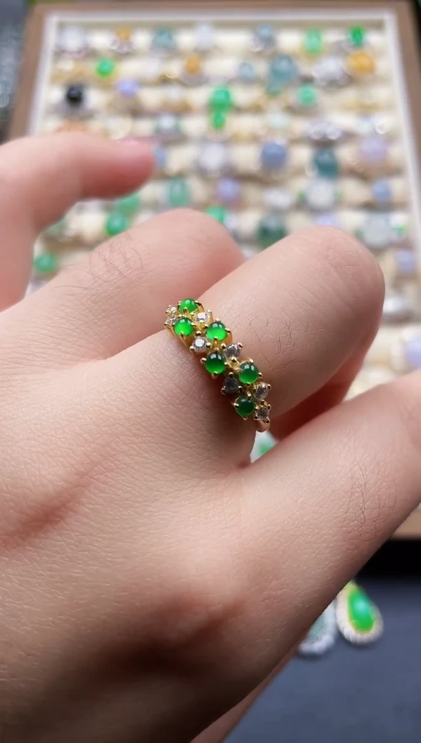 银S925镶嵌戒指翡翠25