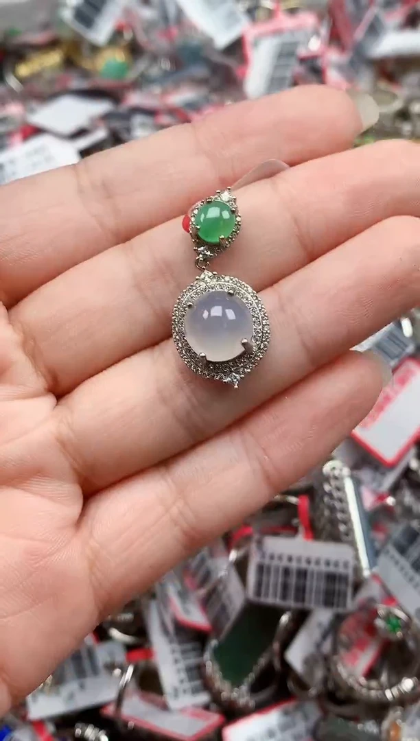 银S925镶嵌戒指翡翠天然A货缅甸翡翠