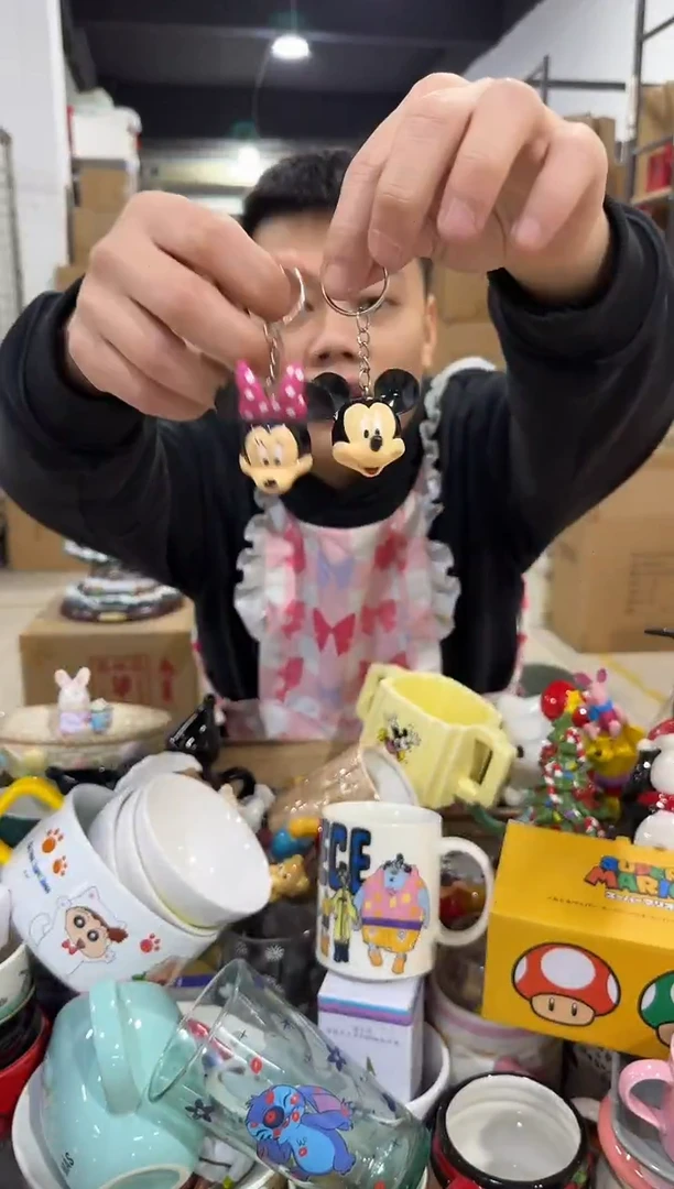 瓷片米奇米妮钥匙扣