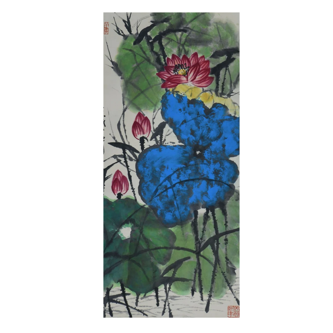 LOT.014 大羽 荷露 135*68cm 纸本立轴 1522