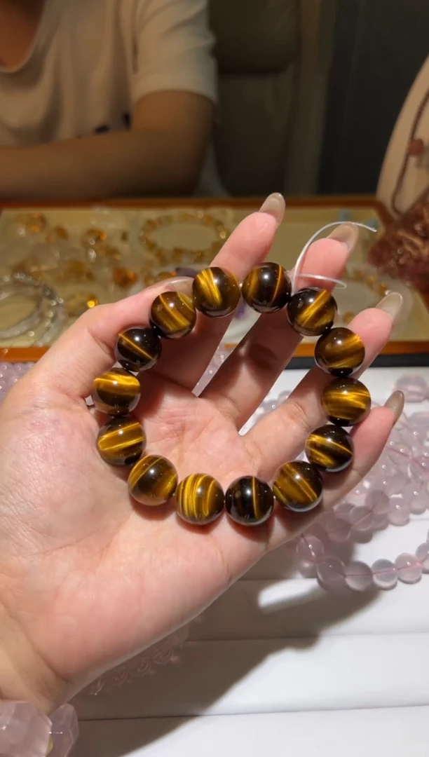 木变石（虎睛石）手链未镶嵌16mm黄虎眼特级手串