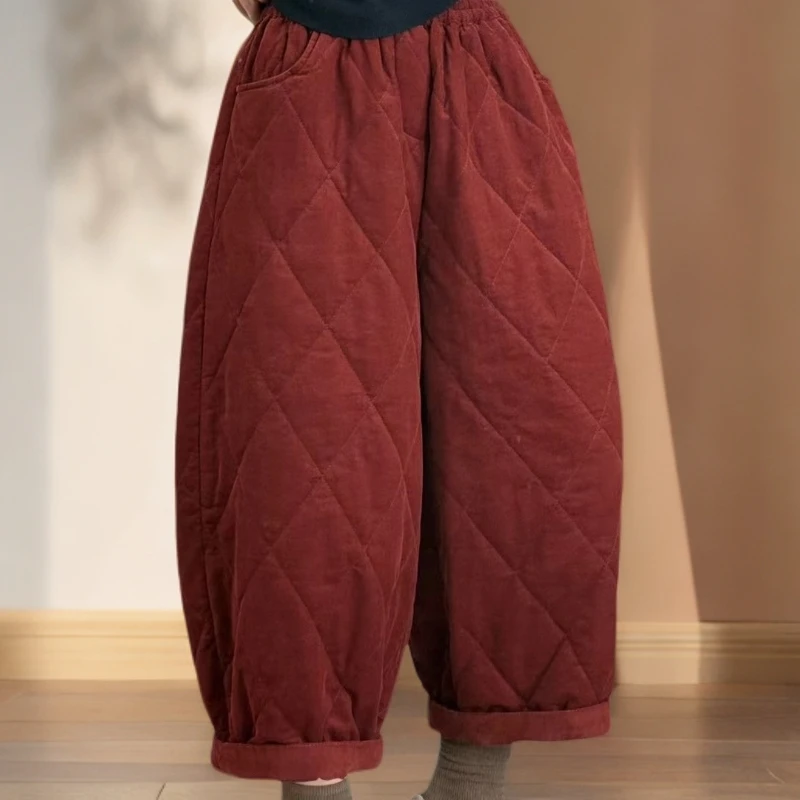 YL 2025依恋家冬季新款做旧磨砂复古百搭棉格式休闲裤 ！！
