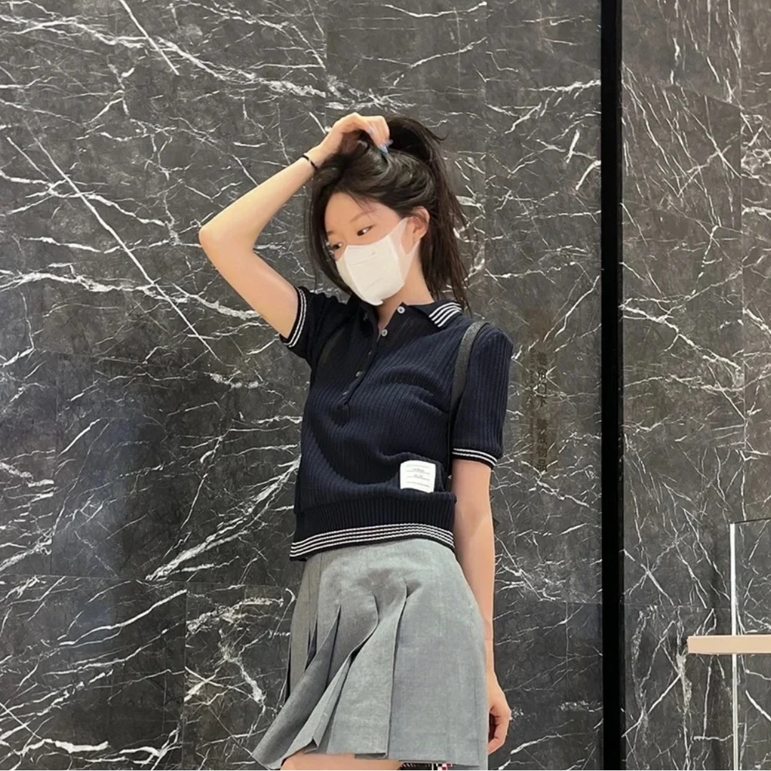 99新 THOMBROWNE FW0040 藏蓝色四杠棉质短袖Polo衫 2 M码